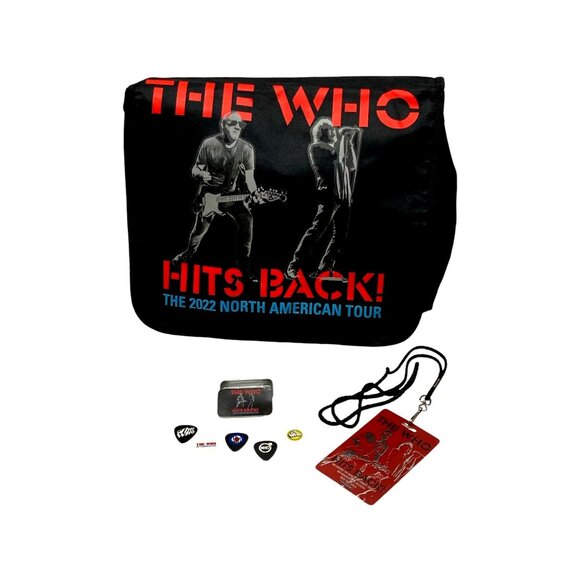 The Who Hits Back 2022 American Tour Messenger Bag Guitar Picks VIP Lanyard New - Picture 1 of 13